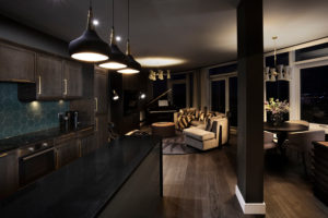 Dockside Penthouse Kitchen Living Room Design by Trindade & Bird
